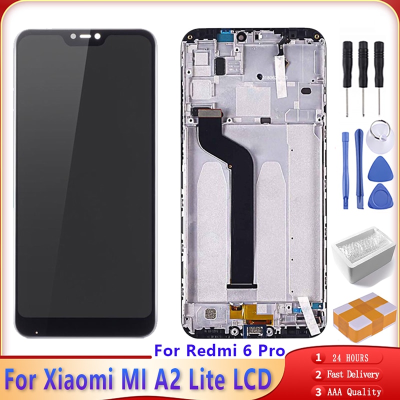 Pantalla LCD de 5,84 "AAA ++ para XIAOMI Mi A2 lite, repuesto de montaje de Marco