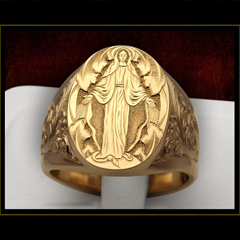 Fdlk vintage punk ringar för män rock virgin mary hand mönster gravyr memento karaktär guld färg retro ring