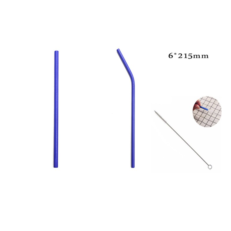 Reusable Stainless Steel Straw Induction Temperature Color Change drinking Straw with cleaner brush: 2 pack 6x215