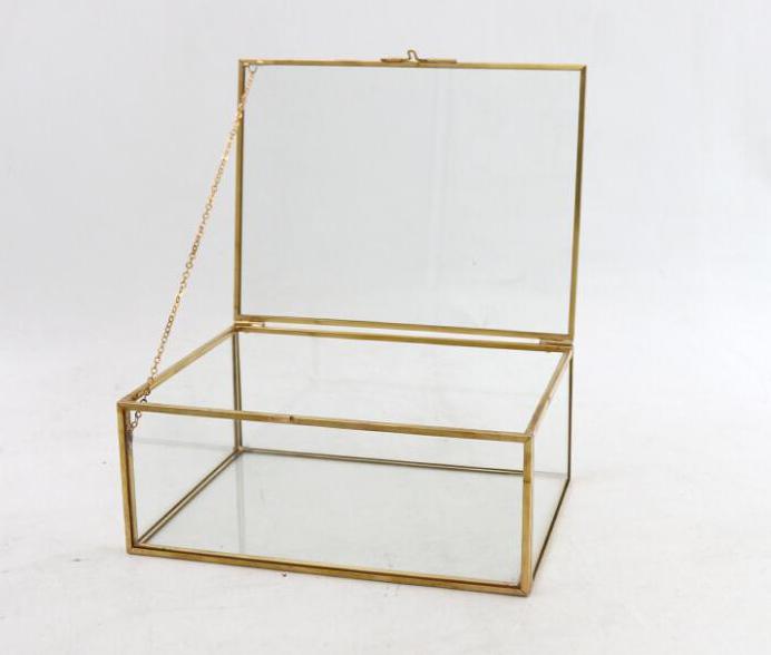 Joyero nórdico de cristal, caja de almacenamiento de estilo Retro, tocador, caja de pañuelos, colección de acabado, cubierta de exhibición para tienda de uñas: 185x140x75mm