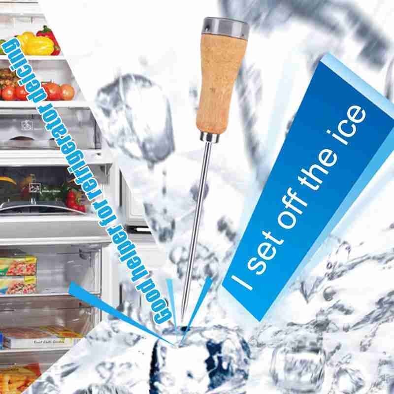 Vintage Stainless Steel Ice Pick Punch Kitchen Tool Wooden Handle Metal Cover