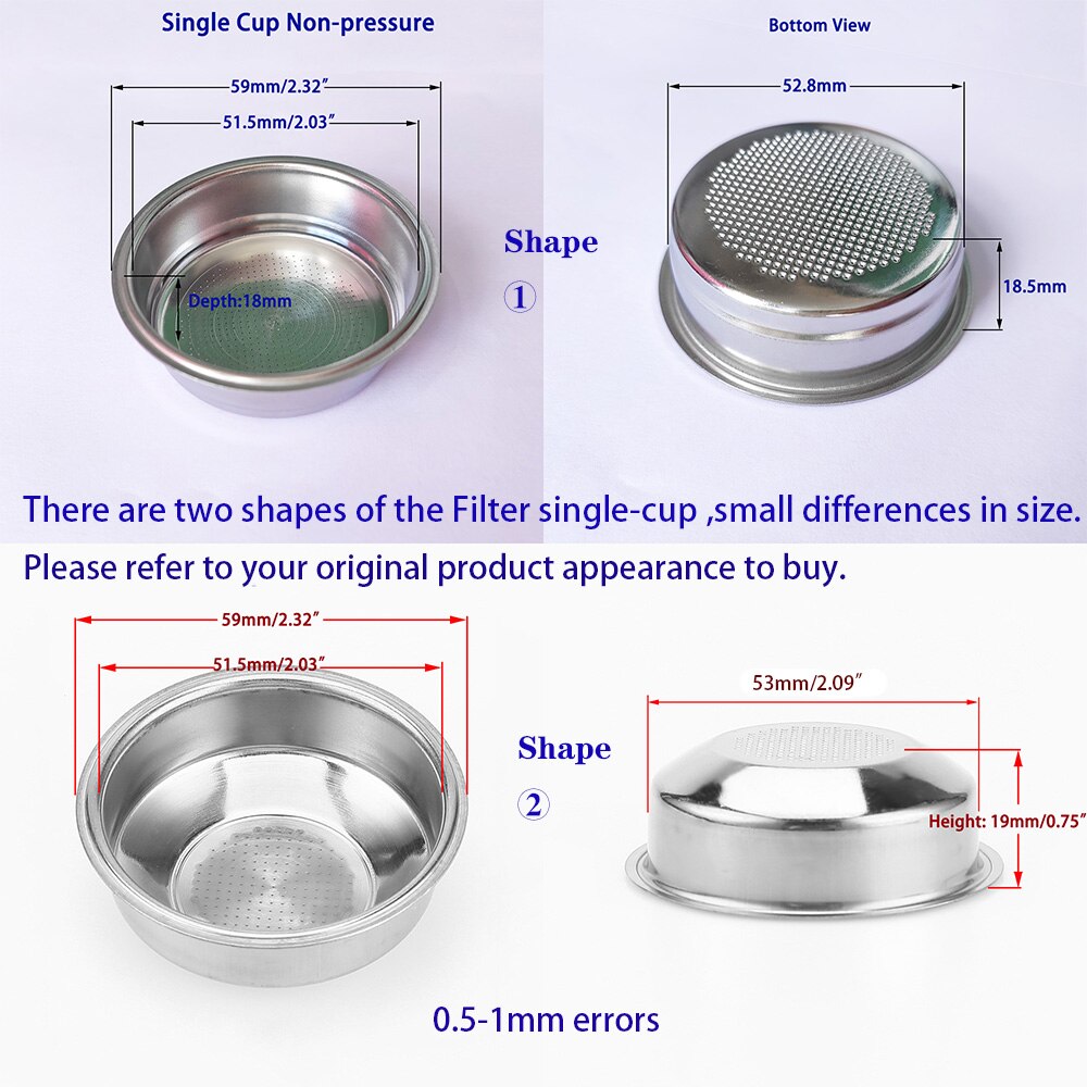 51mm enkelt-kopp ikke-trykk kaffemaskin filterkurv for husholdnings kaffetrakter kjøkken tilbehør kaffedeler