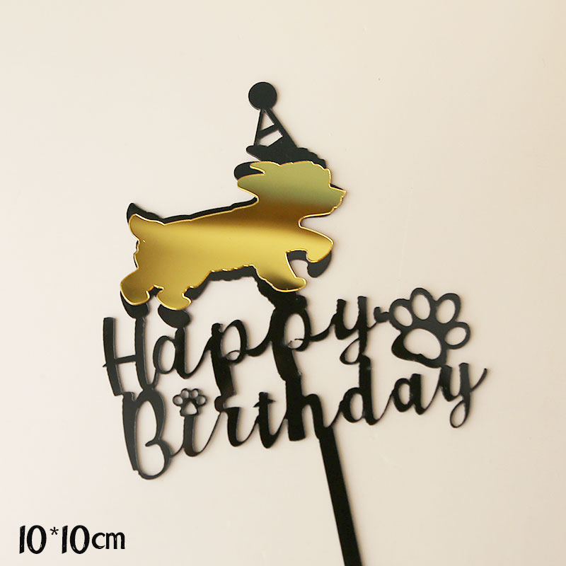 It's My Bark Day Bone Dog's Happy Birthday Acrylic Cake Topper for Dog Pet's Party Cake Decoration Baking Supplies Decor: 3 Acrylic