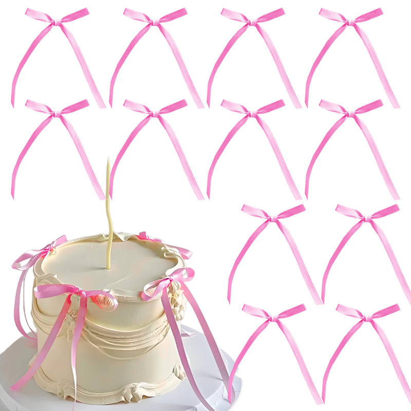 20 stuks boog taart decoraties roze strik lint taart toppers voor verjaardag bruidstaart decoratie en benodigdheden: Blauw