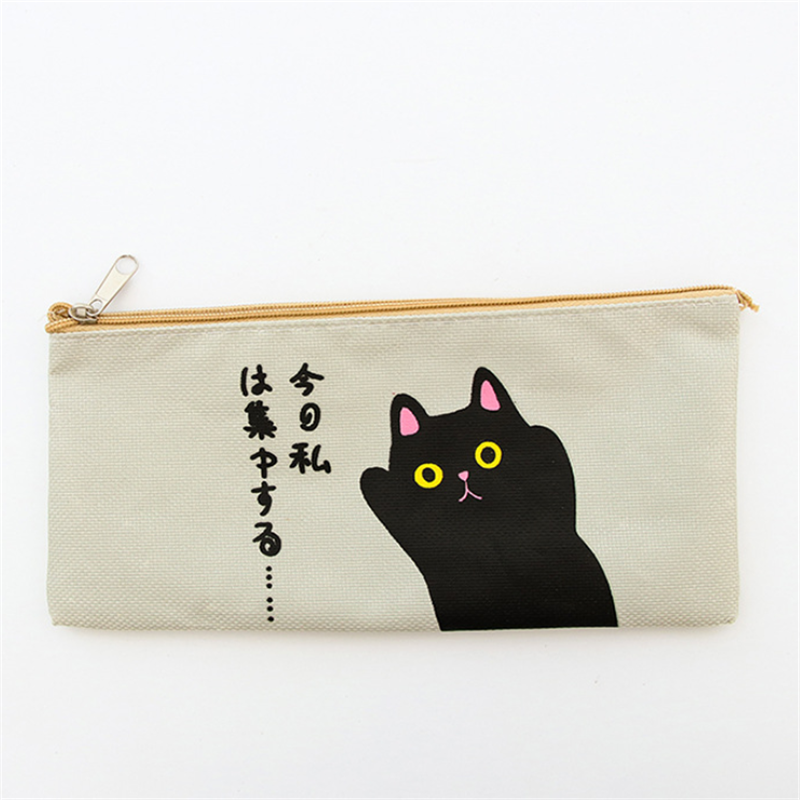 Meisjes Cartoon Make Pouch Canvas Vrouwen Cosmetische Tas Leuke Kat Toilettas Wassen Pocket Reizen Noodzakelijk Borstel Organizer Tassen