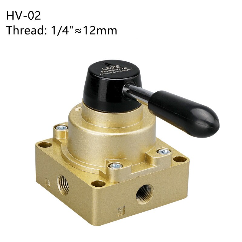 HV-02/03/04 Pneumatic Rotary Lever Hand Valve 3 Position 4 Way Air Control Valve: HV-02