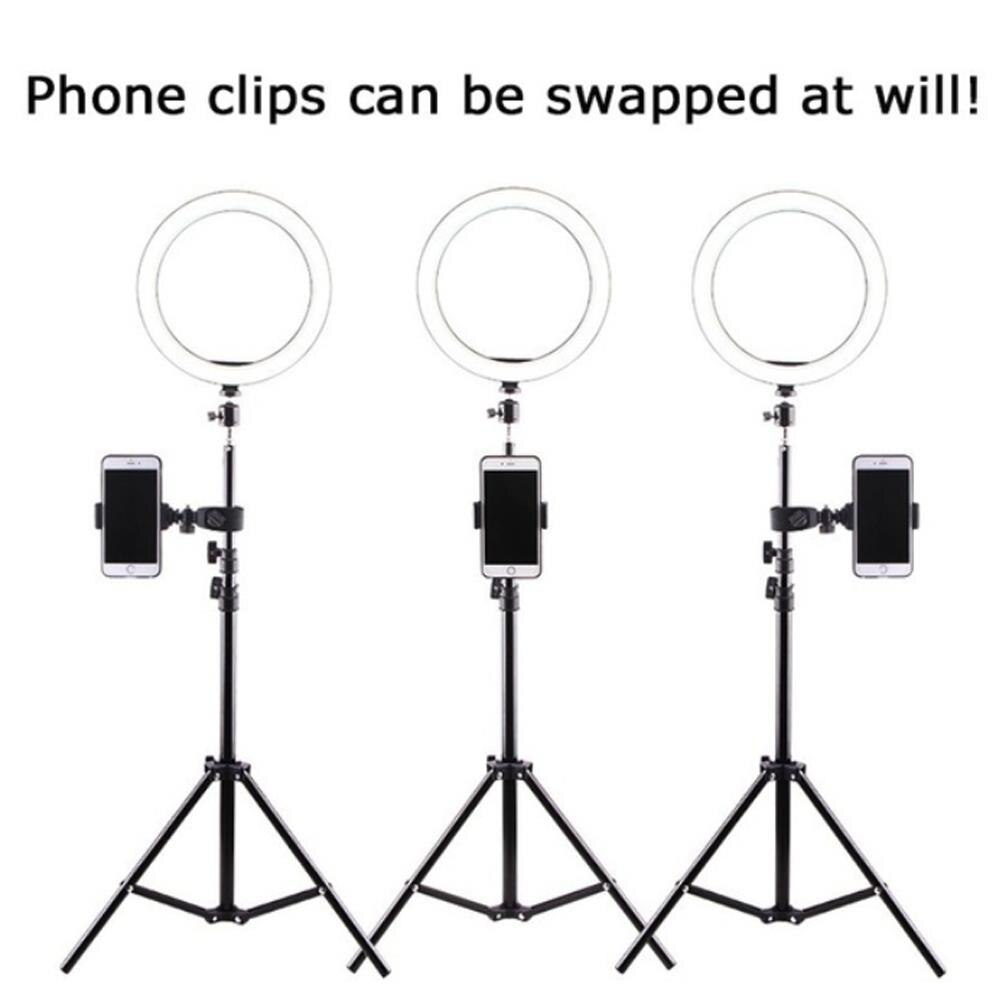 Videolys lampe ring fylle lys m/stativ selfie tre-trinns fotograferingsstativ belysning led ring lys universal foto sudio