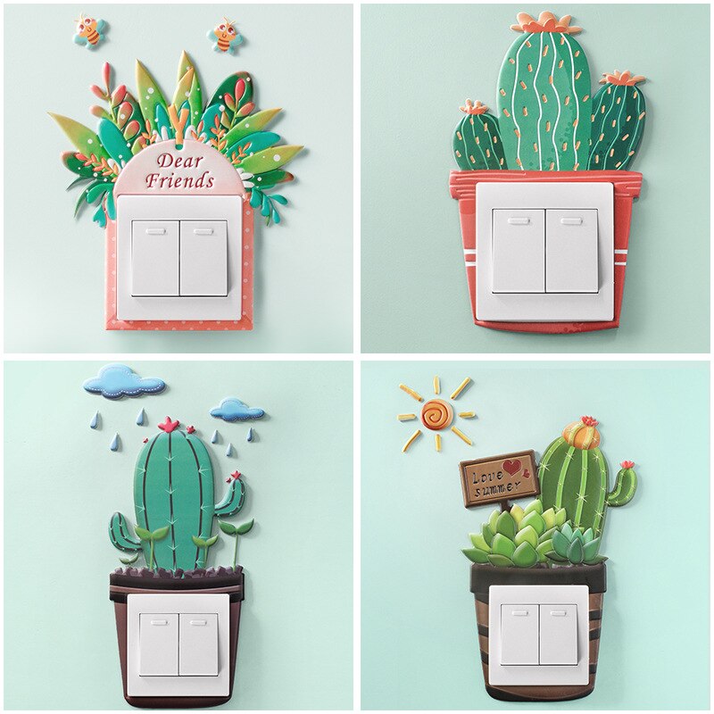 Luminous Cartoon Switch Sticker 3D Silicone On-off Switch Sticker DIY Decoration Fluorescent Livingroom Kids Room Switch Cover