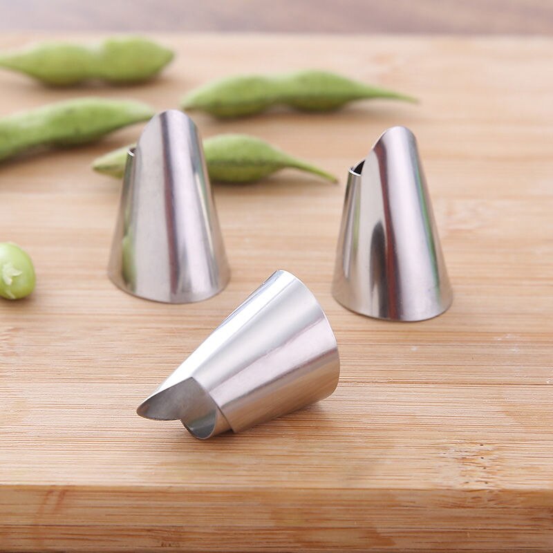 2 stk peeling bean værktøjer rustfrit stål beskyttelse finger ring afskalning værktøj køkken bred bønne skrælning jern neglebetræk