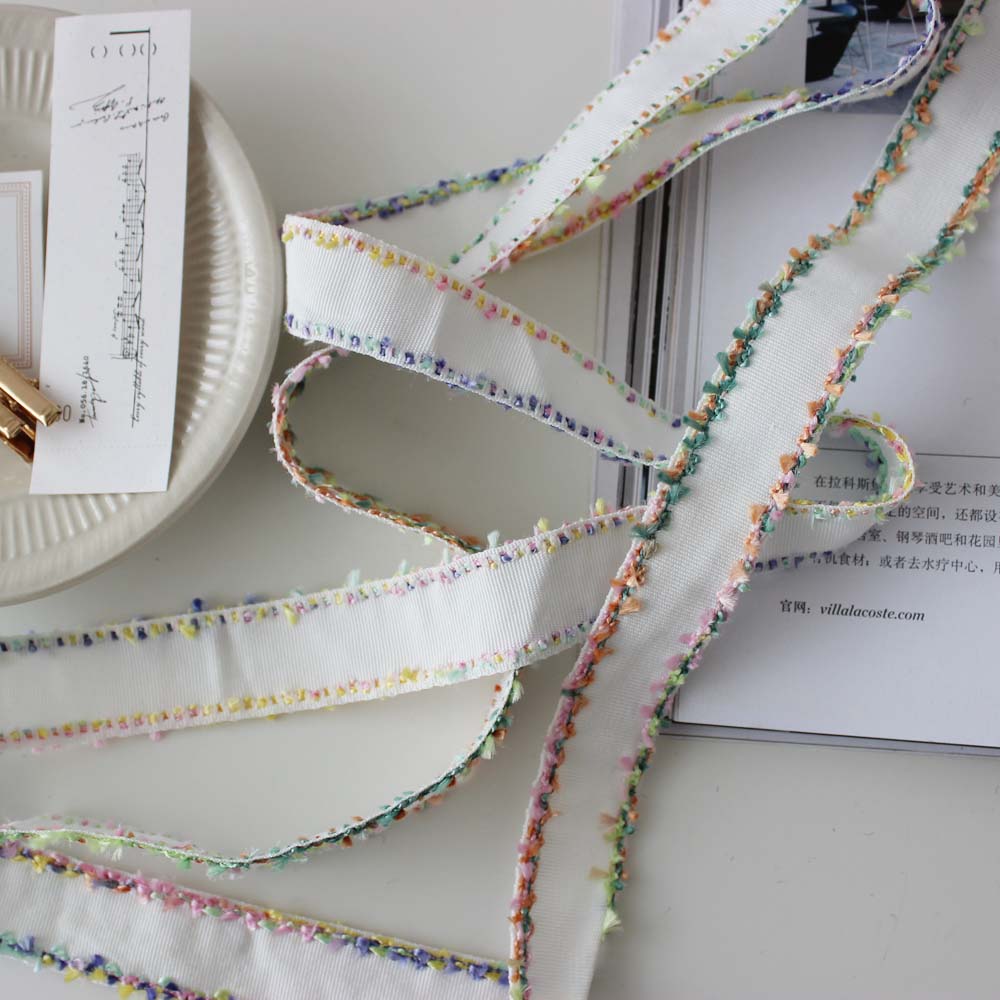 1 Yard 2.5cm Embroidered Lace Trim Ribbon Fabric webbing Grosgrain Trimming Handmade DIY Costume Dress Sewing Supplies Craft