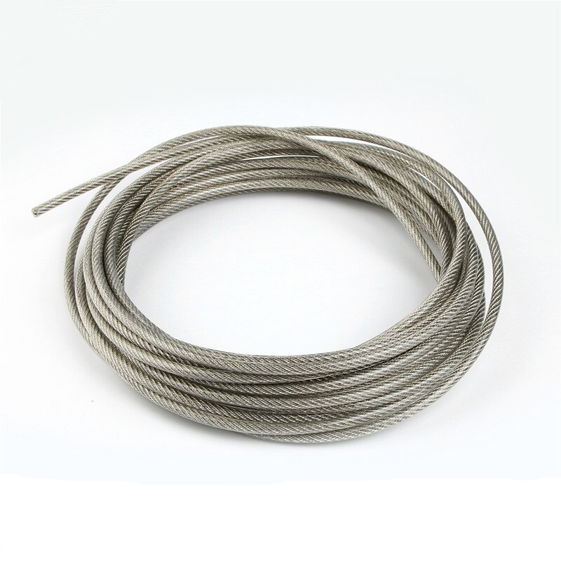 GTBL 5mm Dia Steel PVC Coated, Flexible Wire Rope Cable 10 Meters Transparent + Silver