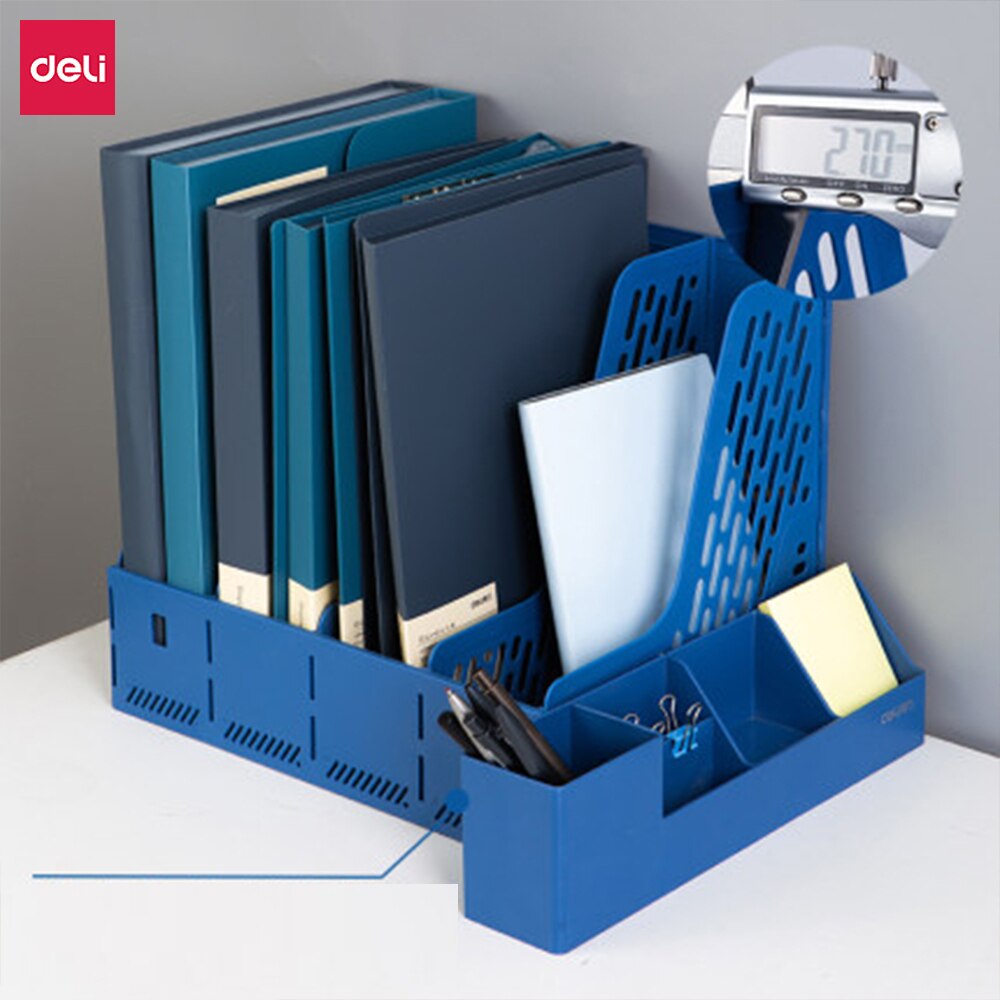 Deli Large Capacity Thickened Folder Storage Box Pen Holder Multi-layer File Rack Book Stand Office Supplies File Storage Basket