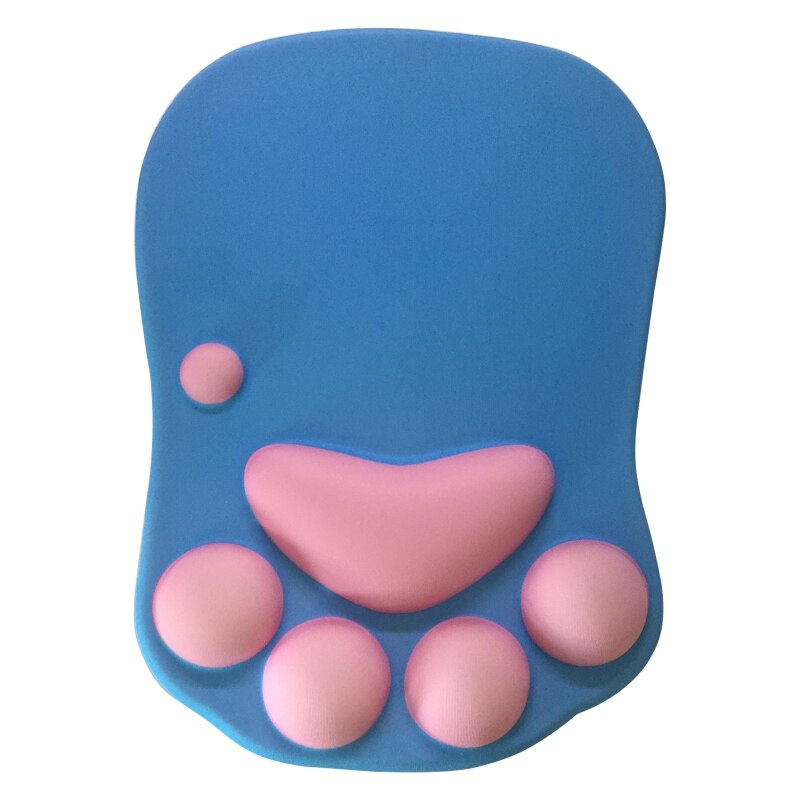 3D Mouse Pad Anime Silicone Cat Paw Mouse Pad Wrist Rest Support Memory Foam Mat L4MD: blue