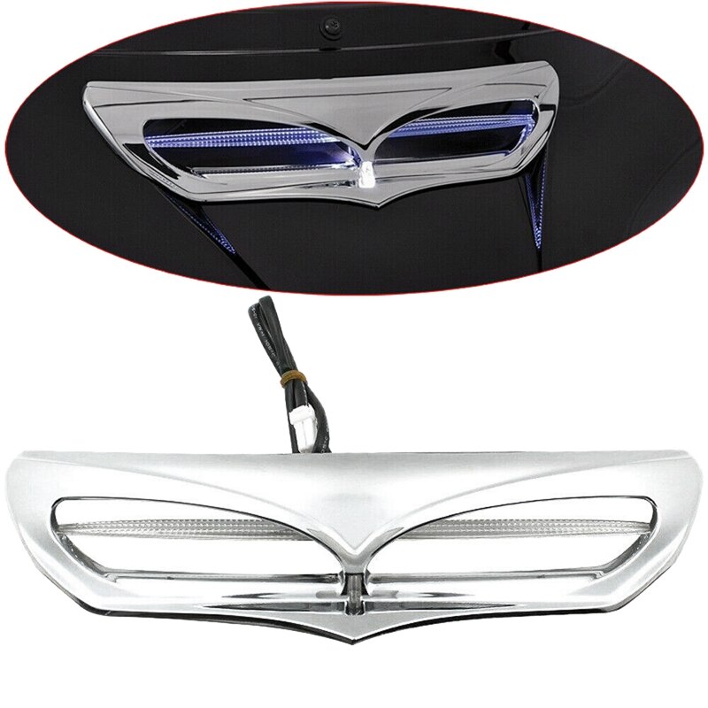 Motorcycle Air Intake Vent Accent Trim Fairing with White LED Light for Touring Electra Street Glide