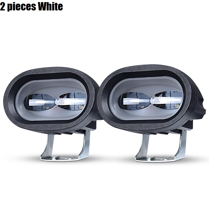 Racbox 6D Lens Amber Led Work Light Bar Auto Driving Mistlichten Offroad Spotlight Lamp Truck Suv Atv Led Auto retrofit Styling: 2 pieces white