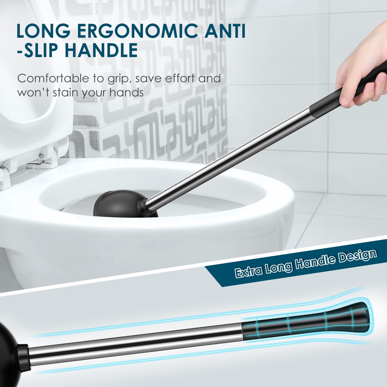 HOMEMAXS-cepillo de baño multifuncional 2 en 1, duradero, succionador de inodoro, herramienta de limpieza de inodoro