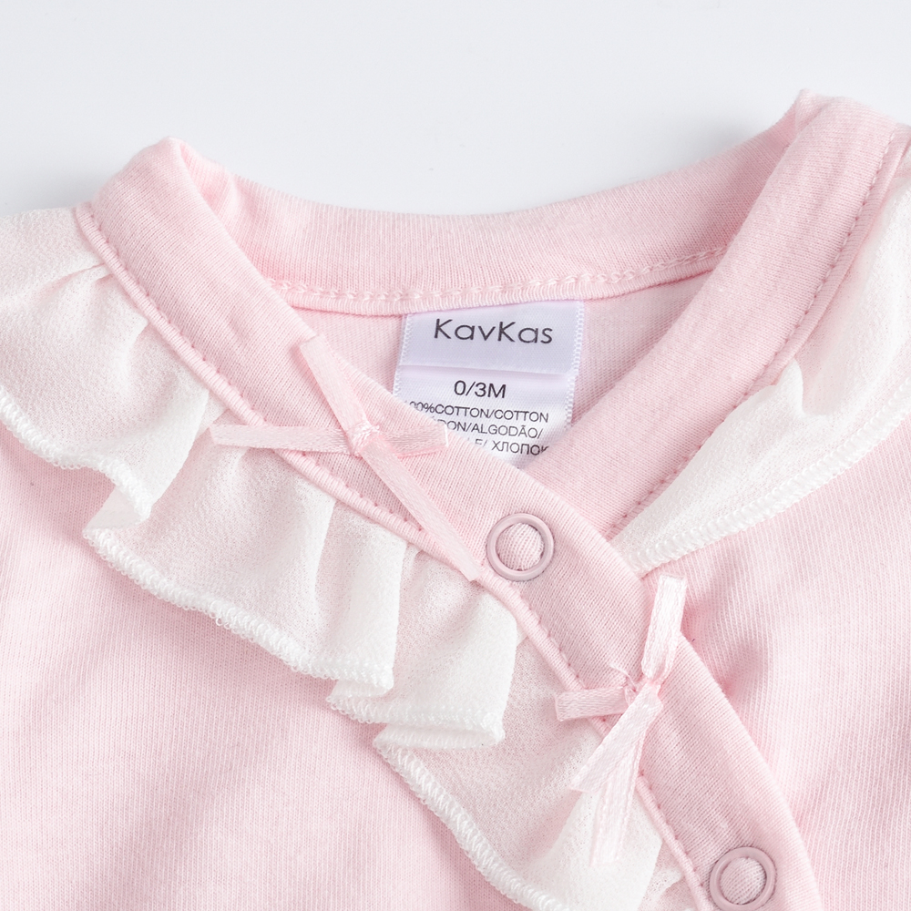 Kavkas Baby Sleepwear Full Sleeve O Neck Cotton Pink Girls Button Baby Clothing Newborn Rompers 3m 6m 9m Roupa De Bebes