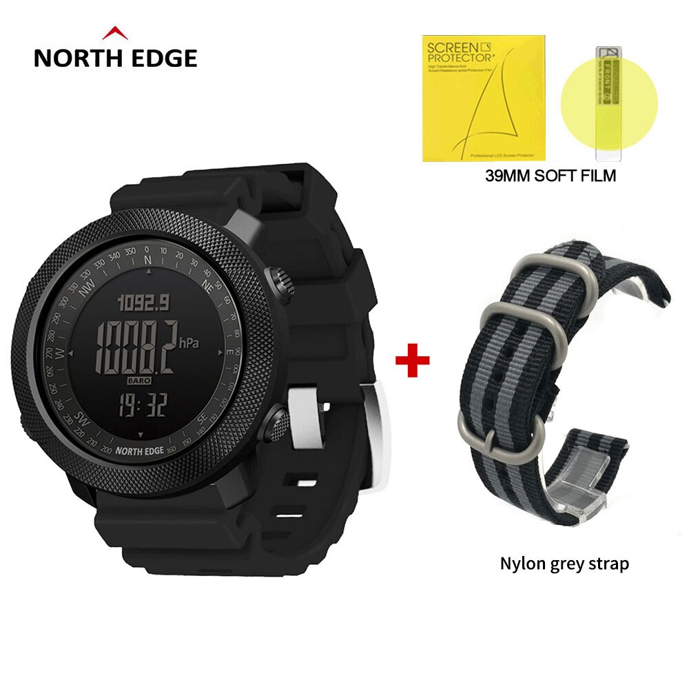 Norden Rand Apache Clever Uhr männer Sport smartwatch für lauf Klettern Schwimmen Kompass Höhenmesser Barometer Wasserdicht 50m: Schwarz grau Nylon