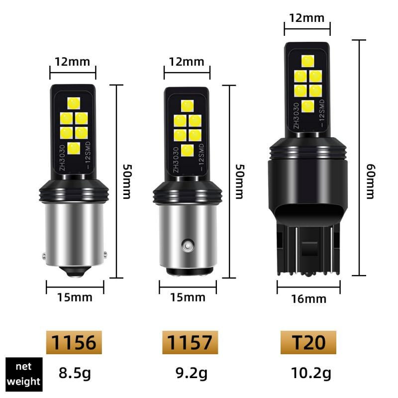 T20 1156 1157 Led-lampen 3030 12 Smd Led Canbus Geen Fout 1156 BA15S Led Lamp Voor Richtingaanwijzer