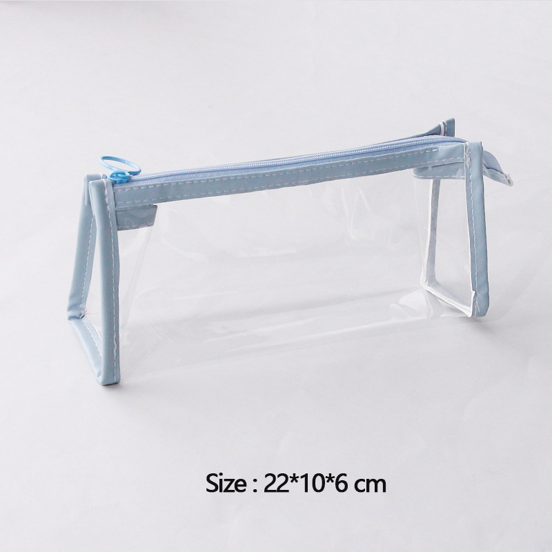 Transparentes Federmäppchen, große Kapazität, einfache Stifttasche, Kawaii-Kosmetiktasche, Schule, Studium, Schreibwaren, Bürobedarf: Blau