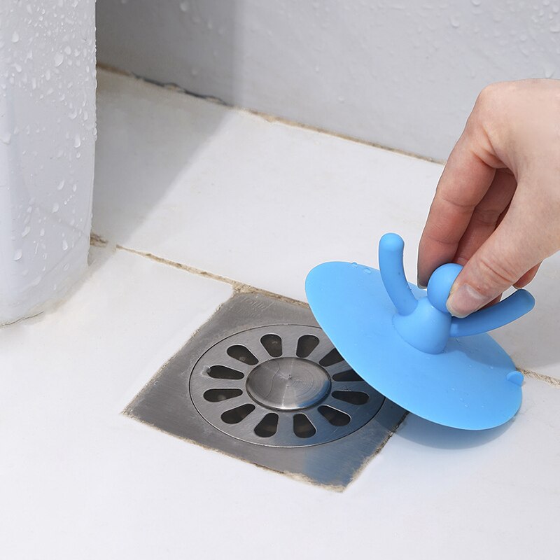 Shower Drain Stopper Plug Cartoon People Silicone Bathtub Cover Hair Catchers for Floor Laundry Kitchen Bathroom HY99