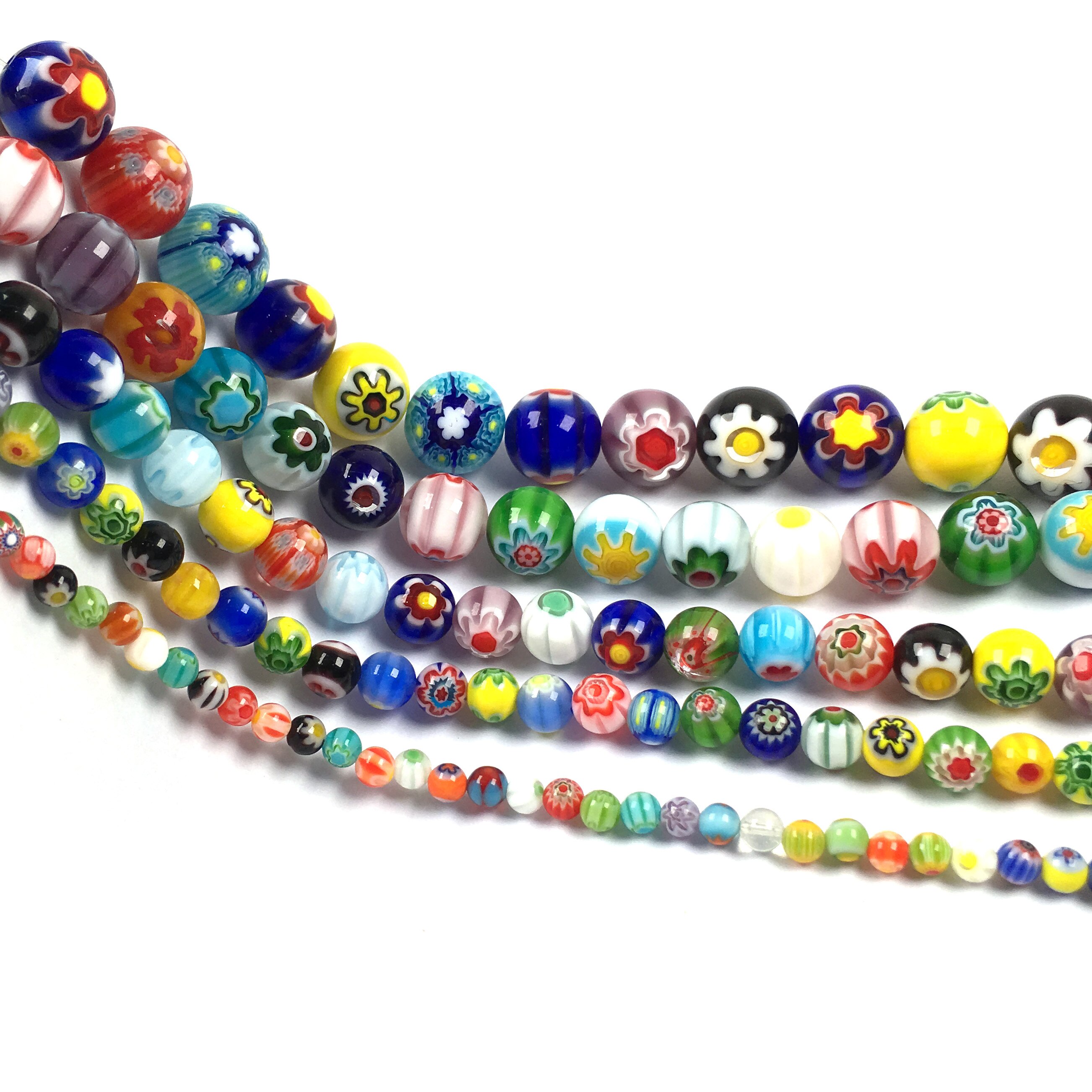 Millefiori kwiatowe paski Lampwork szklane koraliki modny luźne okrągłe odstępnik koraliki dla DIY bransoletka naszyjnik dokonywanie ustaleń biżuterii