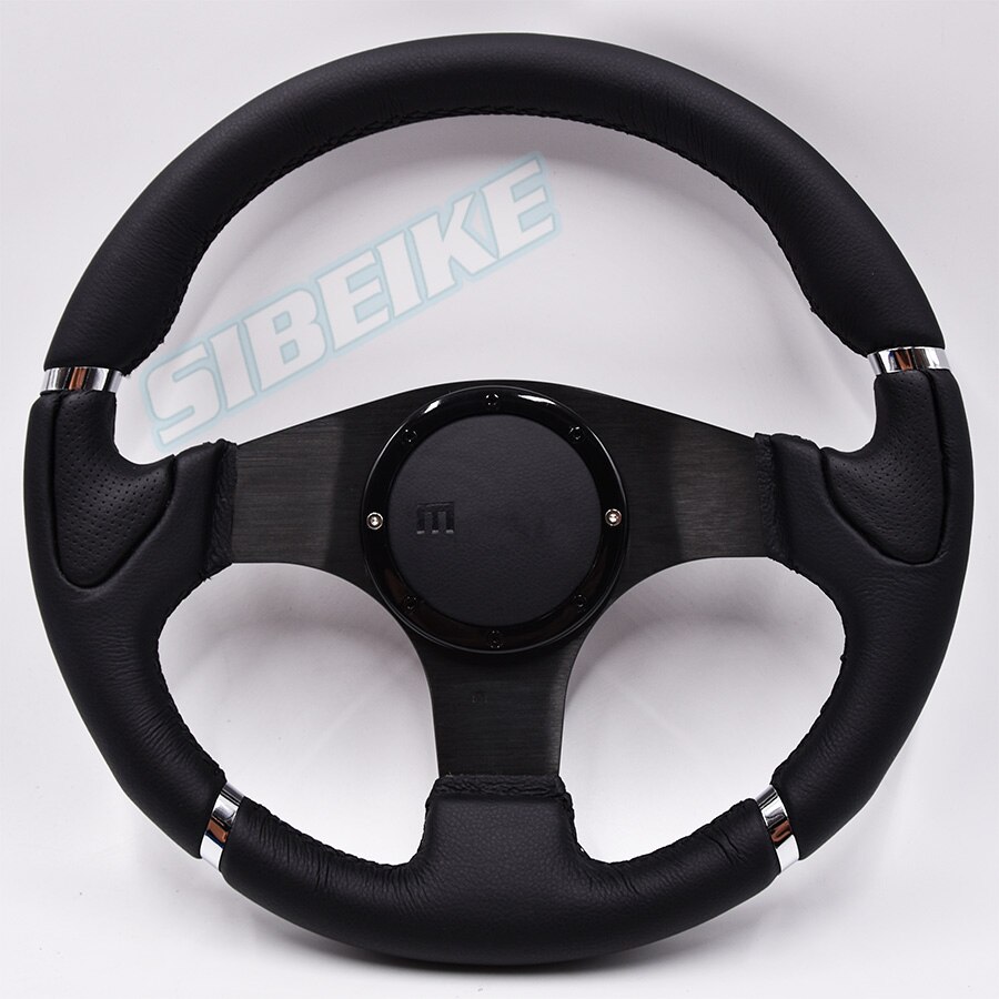 Leather+Aluminum Universal Car Modified Auto Parts Car Gaming Steering Wheel: Default Title
