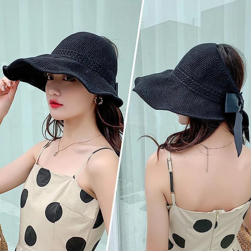 Sombrero de paja de malla para mujer, gorra de pescador, gorro ancho, sombreros plegables para viaje, escalada, playa, color blanco, Beige, amarillo, caqui