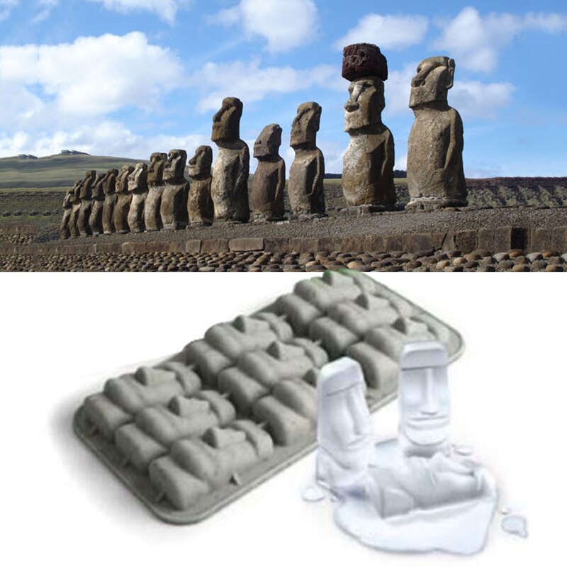 Grappige Trucs Party Drink Paaseiland Moai Stonemini Siliconen Ijs Lade Ijs Rooster Cubes Diy Mould Ice Mold