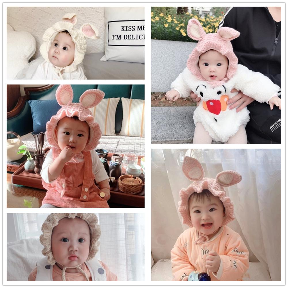 Baby gebreide muts winter muts kinderen wafel mutsen konijnenoren schattige baby muts voor de winter baby meisje muts met strik handgemaakte muts