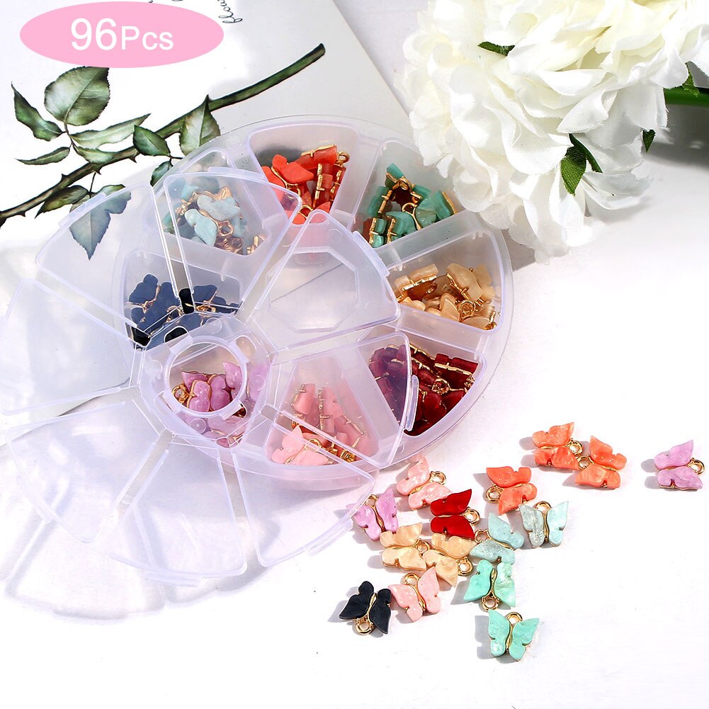 Multicolor Acryl Vlinder Sieraden Accessoires Box Set Charm Sieraden Maken Kit Voor Diy Oorbellen Kettingen Armbanden