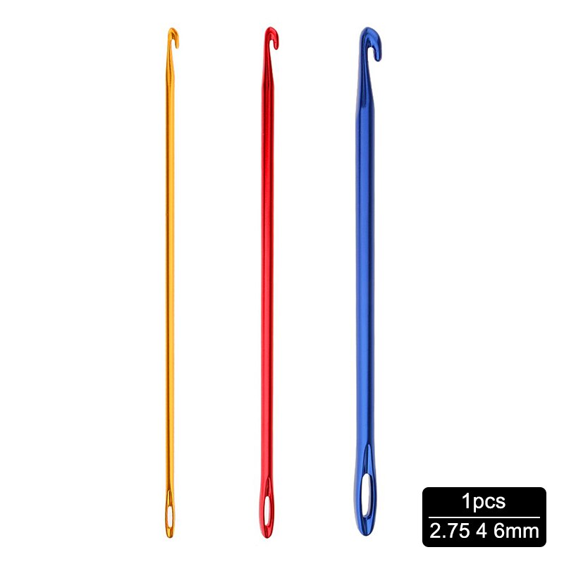Miusie 3 stk 2.75mm 4.0mm 6.0mm afghansk tunisisk aluminium heklenål vev strikkeverktøy med ødu strikking sy nål håndverk garn: 3 stk