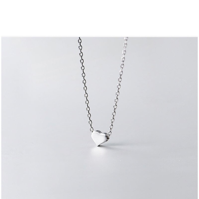 41cm-44.5cm collane in argento 925 donna argento lucido Fine 925 gioielli per donna ciondolo a cuore collana a catena femminile sul collo: Silver