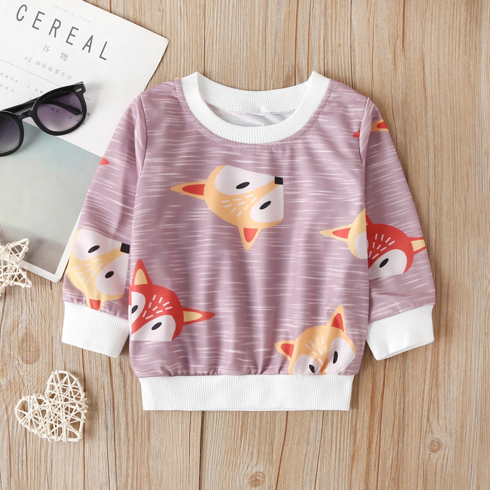 Jongens En Meisjes Sweatshirts Baby Kids Cartoon Vos Afdrukken Kleding Peuter Kinderen Vest Gebreide Katoenen Trui Voor Meisjes