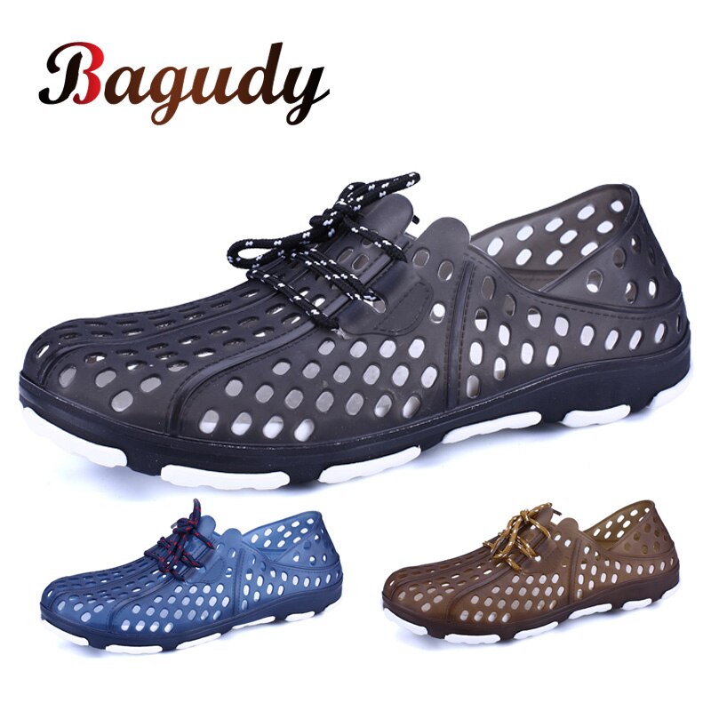 Männer Strand Sandalen Sommer Atmungsaktive Gelee Hausschuhe lässig Komfortable Gummi Strand Männer Sandalen draussen Dicke Sohle Schuhe