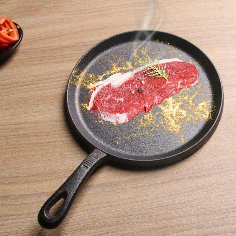 10 in. Cast Iron Griddle Pan Round Skillet Pancake Tortilla Pizza Pre-Seasoned