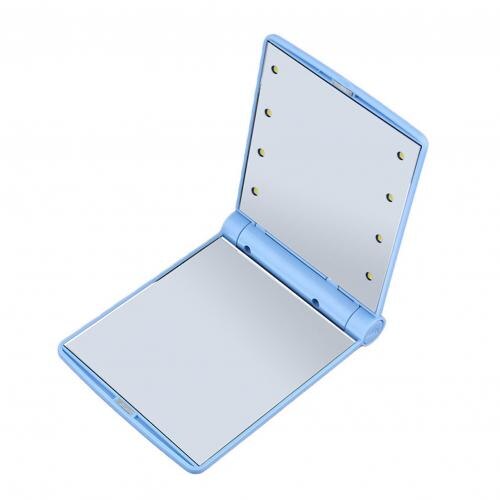 Foldable 8LED Lighted Makeup Vanity Mirror Tabletop Adjustable Brightness Lamp Cosmetic Table Makeup Mirror: sky blue