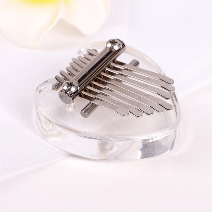 8 Keys Children Mini Kalimba Thumb Piano Acrylic Crystal Transparent Kalimba Instrument Sound Musical for Beginner Finger Piano: heart