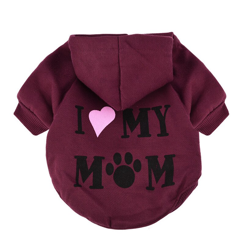Transer ropa para perros mascotas amo a mi mamá perro Sudadera con capucha abrigo pequeño cachorro de Mascota de perro ropa deportiva de ocio conjunto 71205: Rojo / L
