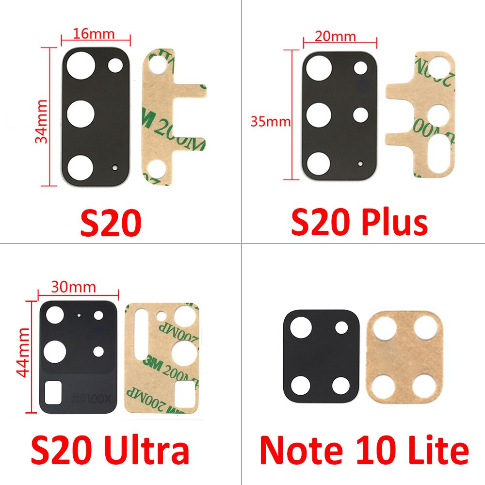 10 sztuk powrót szkło obiektywu aparatu z Ahesive dla Samsung A51 A21S A30S A50S A70S A31 A41 A71 M21 M31 S20 Plus Ultra fe uwaga 10Lite