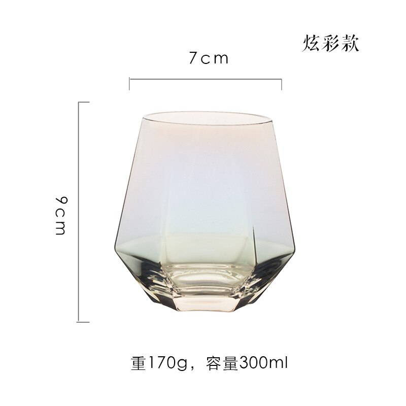 Geometrisk sekskantet glass phnom penh sølvkant husholdning gjennomsiktig drikke kopp te whisky: Plomme