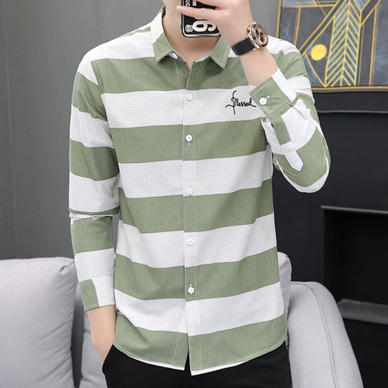 Camisa de manga larga con estampado a rayas para hombre, ropa de , firma japonesa, abrigo, nueva