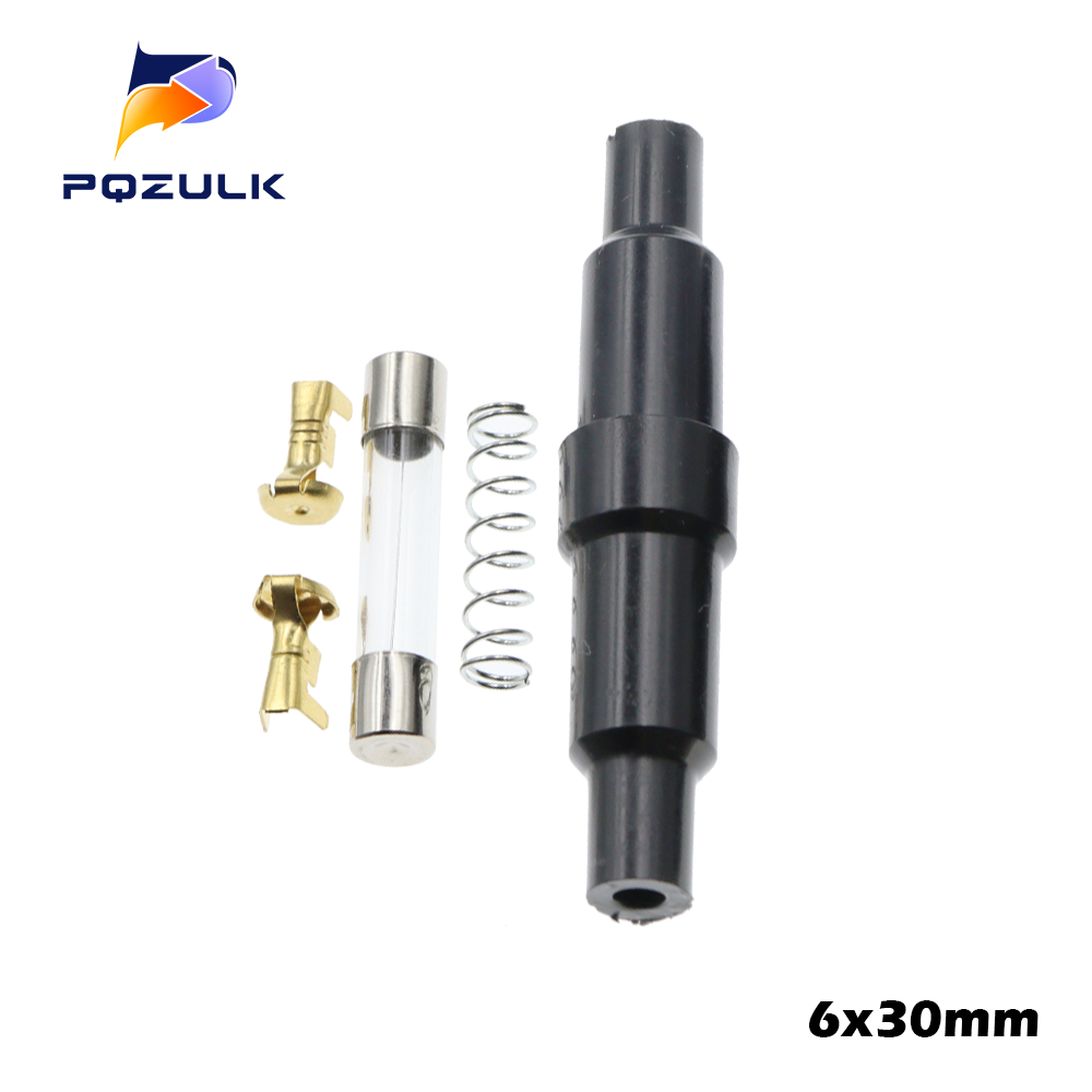 10PC 5X20MM 6X30MM Glass Tube Fuse Holder Screw Type Quick Blow Plastic Shell Male Female,Spring,Crimping Terminal Safety Socket: Gold / 192℃