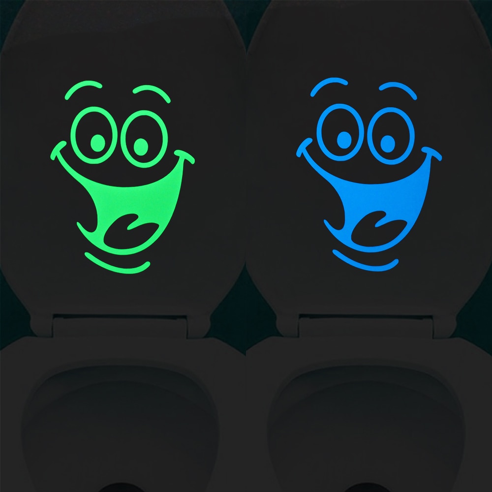 Grappige Cartoon Grote Mond Glimlach Gezicht Luminous Sticker Glow in The Dark Badkamer Sticker Muur Kast Laptop Wc Sticker Decal