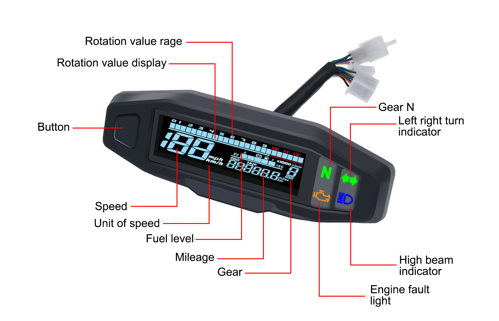 Universele Lcd Rpm Snelheidsmeter Voor Russische K... – Vicedeal