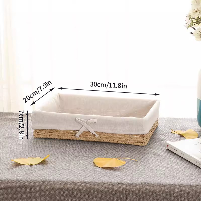 Papieren Touw Geweven Opbergmand Desktop Organizer Cosmetica Opbergcontainer Speelgoed Diversen Opbergdoos Picknick Fruit Snackmand: Donker Kaki