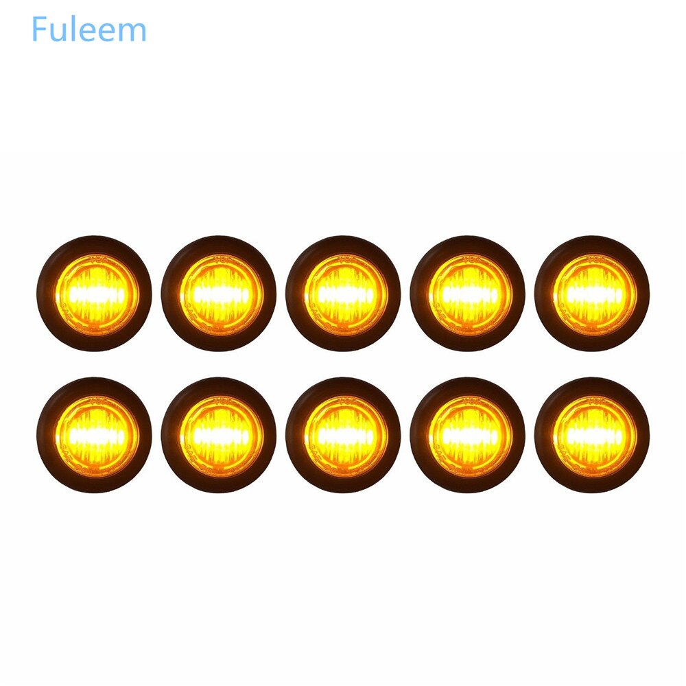 Fuleem 30 st mini 12v 10 st bärnsten  + 10 st röd  + 10 st vita led klaringsmarkörer bullet markeringsljus vattentät