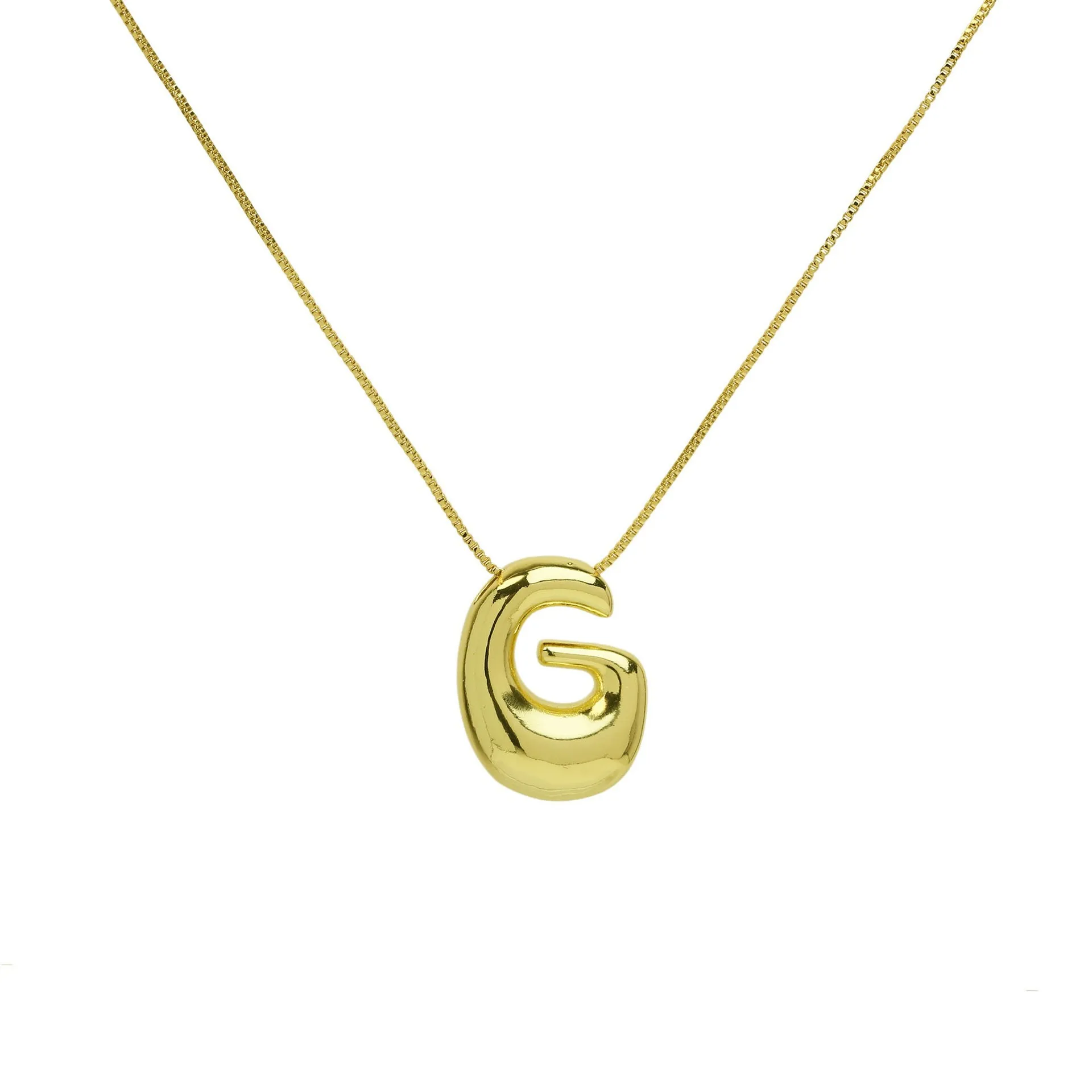 A-Z Balloon Bubble Letter pendant Neckalce for Women 18k Gold Plated Chunky Initial Necklaces Jewelry Birthday: Blue Zinc