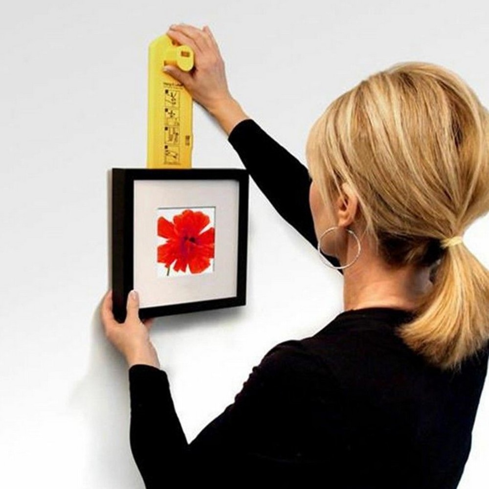 DIY Photo Frame Level Ruler Portable Picture Frame Hanger Hooks Wall Hanging Level Instrument Photo Hang Levels Ruler Tool