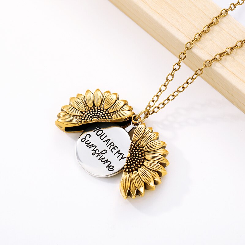 You Are My Sunshine Sunflower Necklaces For Women Rose Gold Silver Color Long Chain Sun Flower Female Pendant Necklace Jewelry: XL075A